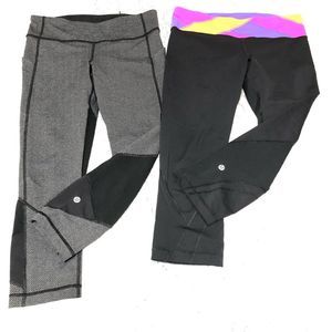 Lululemon 2 leggings Pace Rival Sz 8 Run Inspire Crop II no size dot